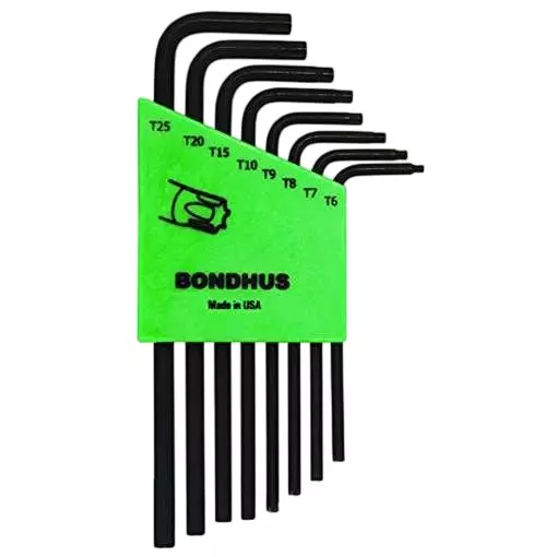 Bondhus ProGuard Tamper Resistant TORX L-Wrenches Protanium Steel TR6 to TR25 Size, 32432 (Set of 8)