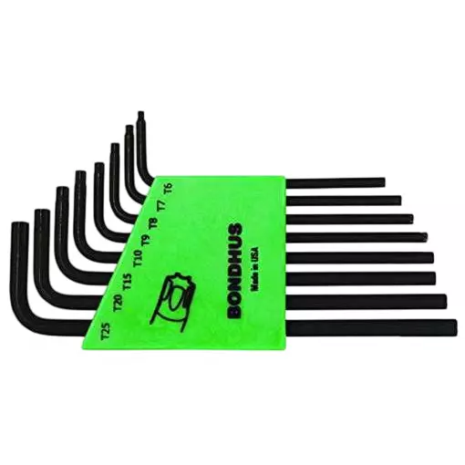 Bondhus ProGuard Tamper Resistant TORX L-Wrenches Protanium Steel TR6 to TR25 Size, 32432 (Set of 8)