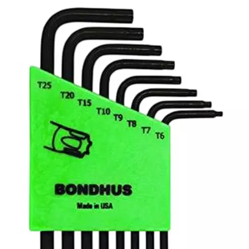 Bondhus ProGuard Tamper Resistant TORX L-Wrenches Protanium Steel TR6 to TR25 Size, 32432 (Set of 8)