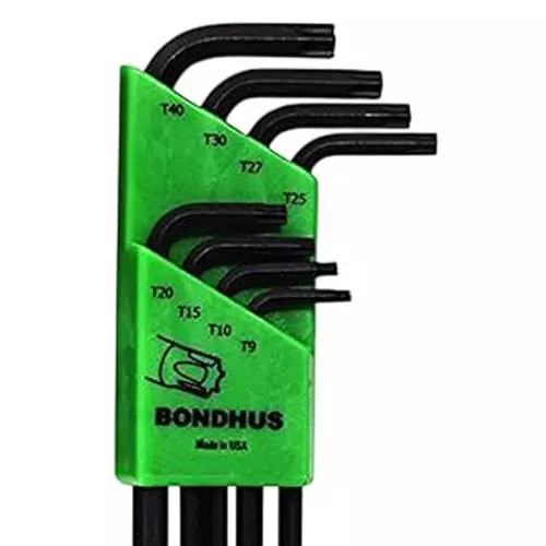 Bondhus ProGuard Tamper Resistant TORX L-Wrenches Protanium Steel TR9 to TR40 Size, 32434 (Set of 8)