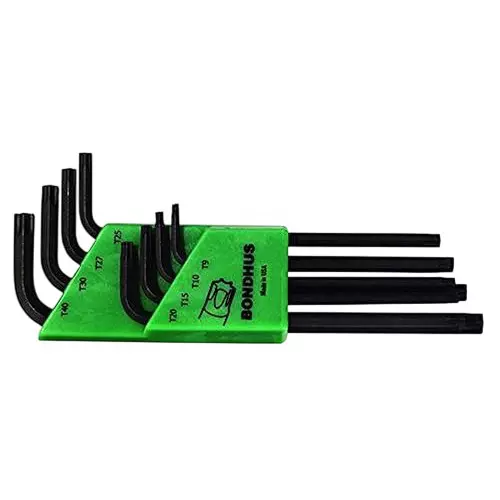 Bondhus ProGuard Tamper Resistant TORX L-Wrenches Protanium Steel TR9 to TR40 Size, 32434 (Set of 8)
