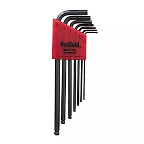 Bondhus ProGuard ProHold Tip Ball End L-Wrenches Protanium High Torque Steel 1.5 to 6 mm Size, 74992 (Set of 7)