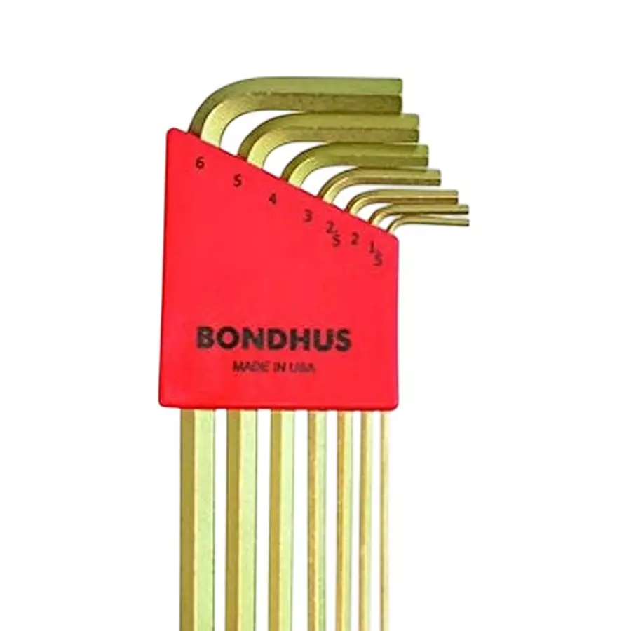 Bondhus GoldGuard Ball End L-Wrenches Protanium High Torque Steel 1.5 to 6 mm Size, 38092 (Set of 7)