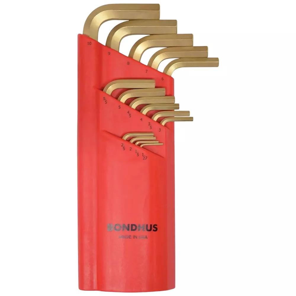 Bondhus GoldGuard Ball End L-Wrenches Protanium High Torque Steel 1.27 to 10 mm Size, 38095 (Set of 15)