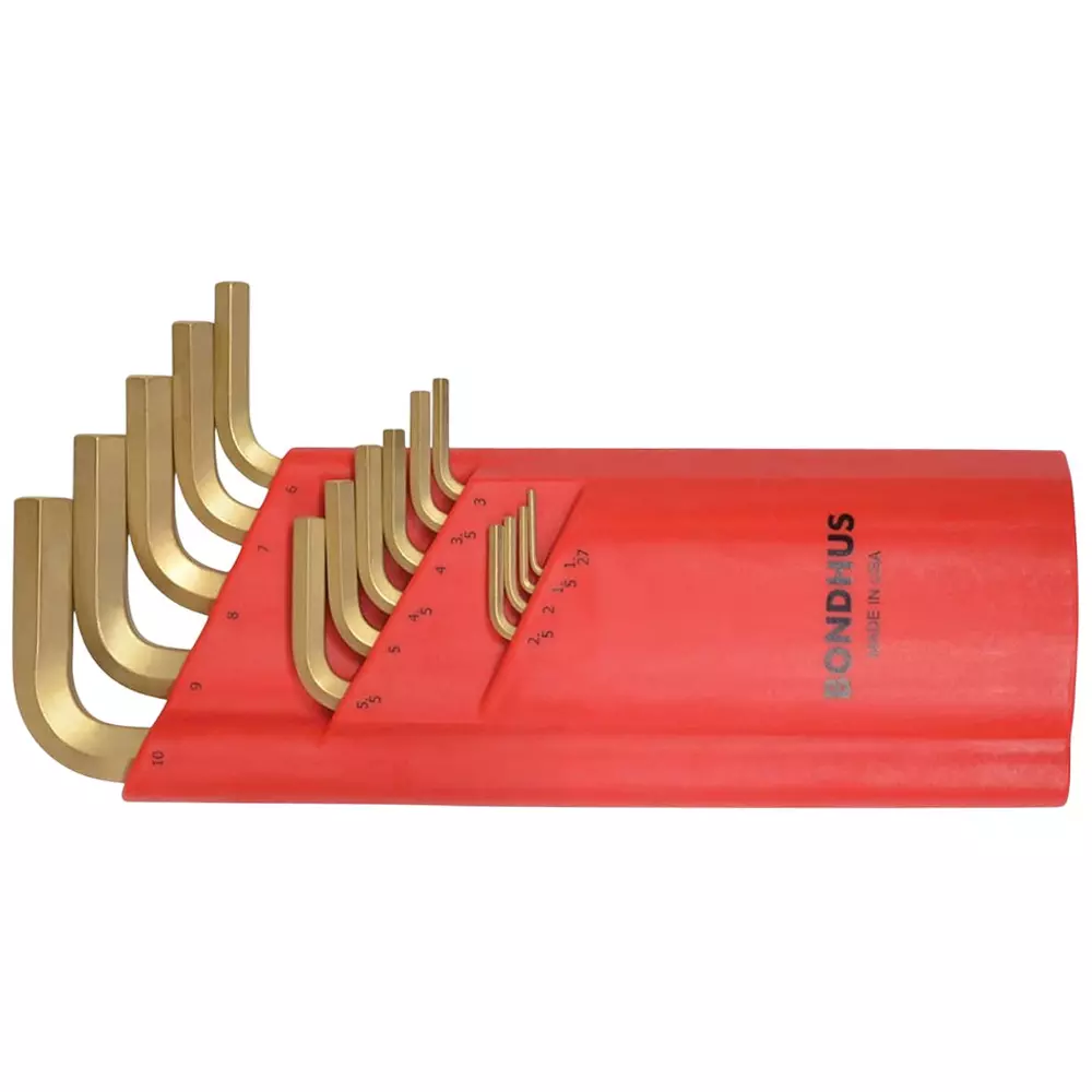 Bondhus GoldGuard Ball End L-Wrenches Protanium High Torque Steel 1.27 to 10 mm Size, 38095 (Set of 15)
