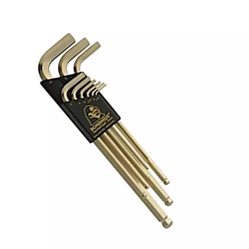 Bondhus GoldGuard Ball End L-Wrenches Protanium High Torque Steel 1.5 to 10 mm Size, 38099 (Set of 9)