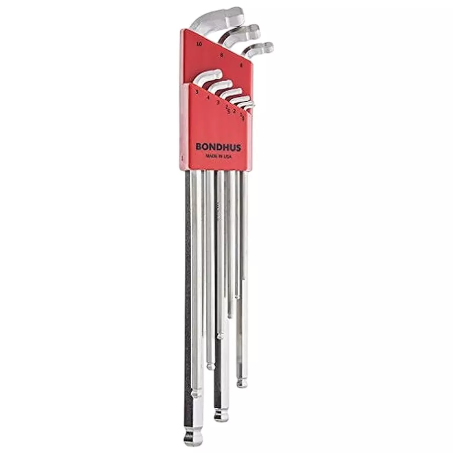 Bondhus BriteGuard Stubby Double Ball End L-Wrenches Long Type Protanium Steel 1.5 to 10 mm Size, 77099 (Set of 9)