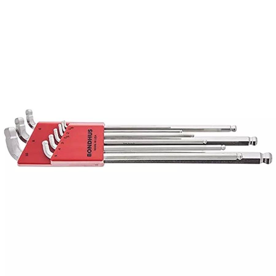 Bondhus BriteGuard Stubby Double Ball End L-Wrenches Long Type Protanium Steel 1.5 to 10 mm Size, 77099 (Set of 9)