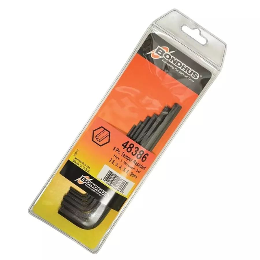 Bondhus ProGuard Tamper Resistant Hex L-Wrenches Protanium Steel 2.5 to 8 mm Size, 48386 (Set of 6)