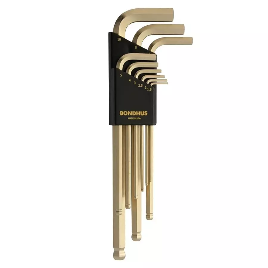 Bondhus GoldGuard Ball End L-Wrenches Set 0.050-3/8 inch & 1.5-10 mm Protanium Steel, 20899 (Set of 22)