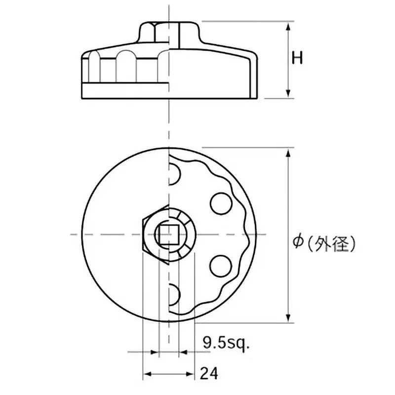 Ktc Cup Type Oil Filter Wrench A74 mm 15-Mountain 9.5 mm Sq. Drive, AVSA-A74