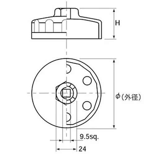 Ktc Cup Type Oil Filter Wrench 75 mm 15-Square 9.5 mm Sq. Drive, AVSA-075