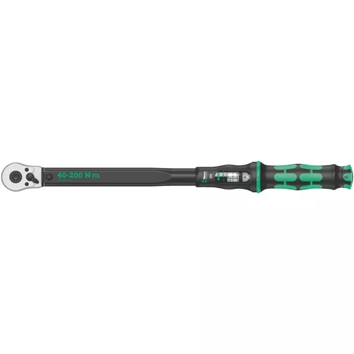Wera Torque Wrench with Reversible Ratchet 1/2 Inch (12.7 mm) Drive Size Black 510 mm Wrench Length for Industrial Use, 05075622001
