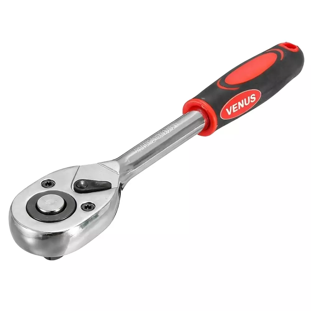 Venus Heavy Duty Oval Square Drive Ratchet Red Chrome Vanadium Steel 1/4 Inch (6.3 mm) Drive Size 6 Inch (150 mm) Length for Industrial Use