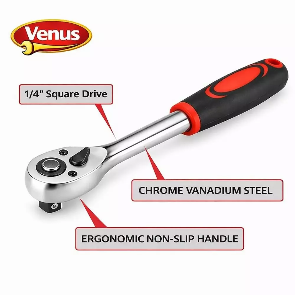 venus-heavy-duty-oval-square-drive-ratchet-red-chrome-vanadium-steel-14-inch-63-mm-6-inch-150-mm-for-industrial-use-vn-ratchet-14