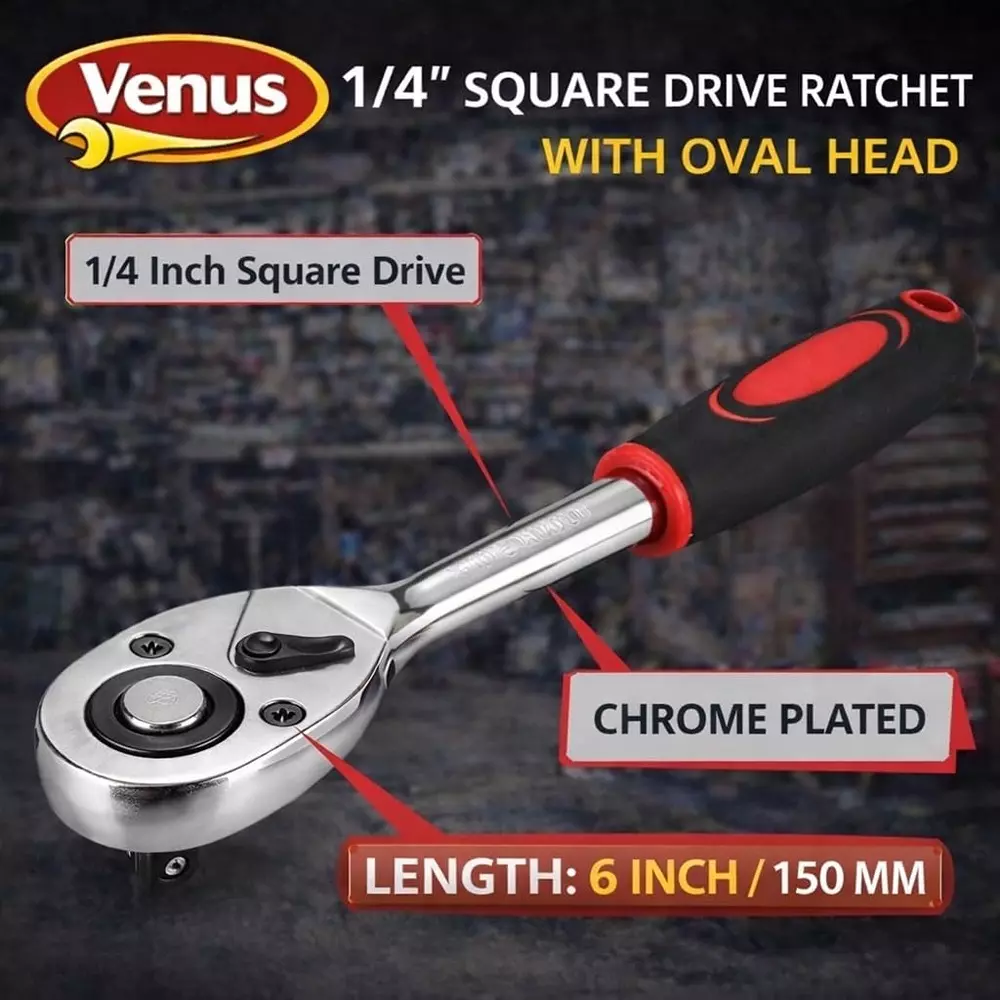 venus-heavy-duty-oval-square-drive-ratchet-red-chrome-vanadium-steel-14-inch-63-mm-6-inch-150-mm-for-industrial-use-vn-ratchet-14