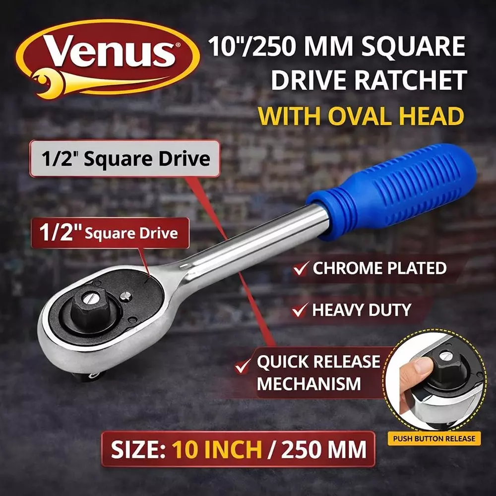 venus-heavy-duty-oval-square-drive-ratchet-blue-chrome-vanadium-steel-12-inch-127-mm-10-inch-250-mm-for-industrial-use-vn-ratchet-12