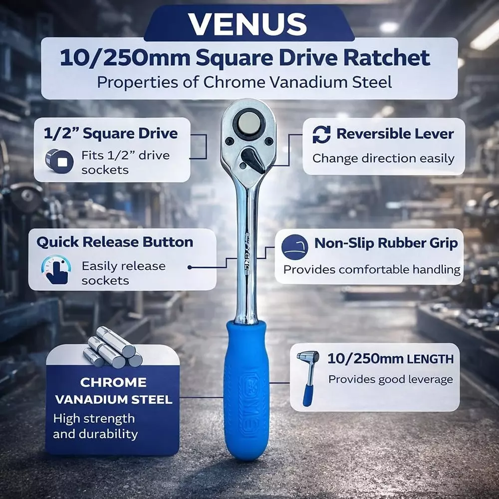 venus-heavy-duty-oval-square-drive-ratchet-blue-chrome-vanadium-steel-12-inch-127-mm-10-inch-250-mm-for-industrial-use-vn-ratchet-12