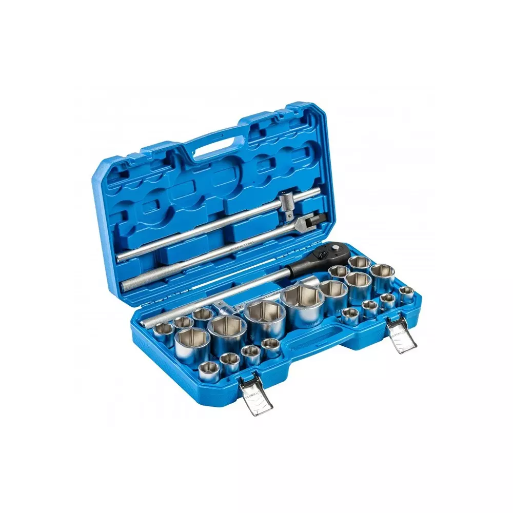 Hogert Technik 26 Pcs Socket Set 3/4 inch (19 mm) Drive Size, 24 Teeth and Cr-V Alloy Steel Body, HT1R511