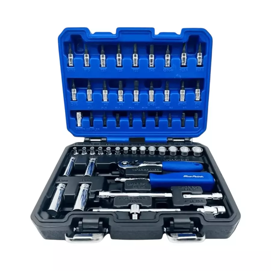 Blue-Point 52 Pcs 1/4 inch (6.35 mm) Drive Metric Socket Set Chrome Finish and Alloy Steel Body, BLPNS14S52