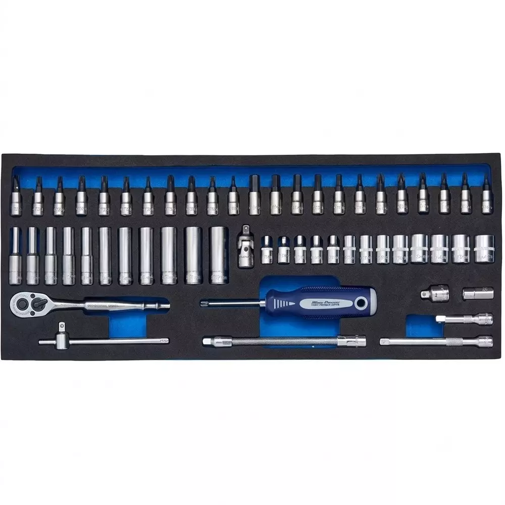 Blue-Point 46 Pcs 1/4 inch (6.35 mm) Drive Socket Set with Chrome Finish Alloy Steel Body and Modular Foam Kit Packaging, BPS10ALIN