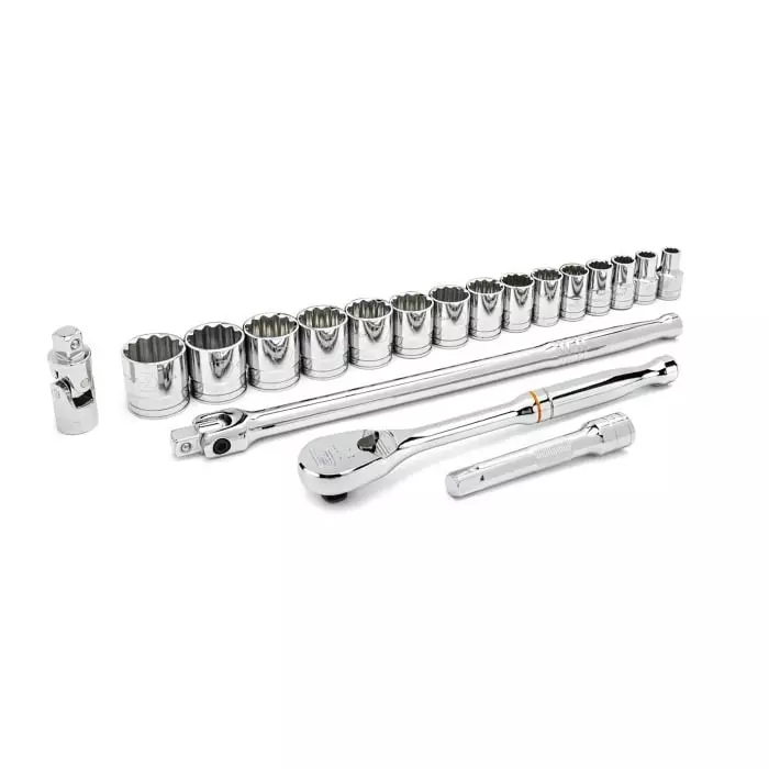 GEARWRENCH 19-Piece Imperial 1/2 in Standard Socket Set with Ratchet 12 point, 80792