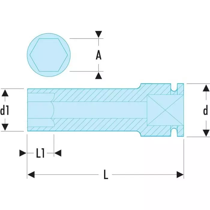Facom 32mm, 1/2 inch Drive Impact Socket, 78 mm length, NS.32LA