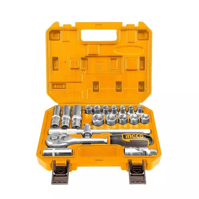 Ingco Socket Set 1/2 inch (12.7 mm) Square Drive and High Quality Cr-V Steel Body