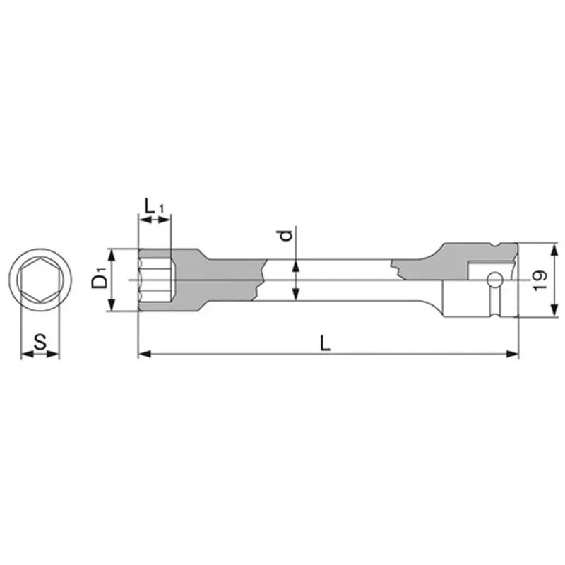 TONE 3AEX Series Extension Socket 12 mm Size 200 mm, 3AEX-12L200