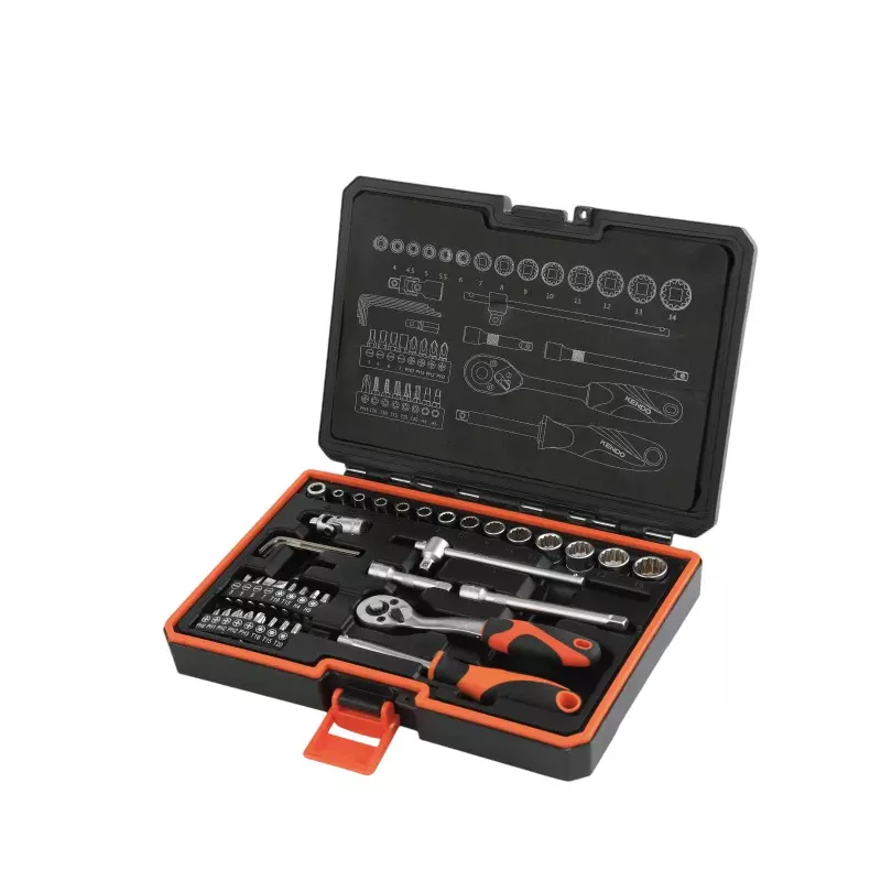 Kendo 6.25 mm Orange & Black Cr-V Socket Set, 90562 (Pack of 42 Pcs)