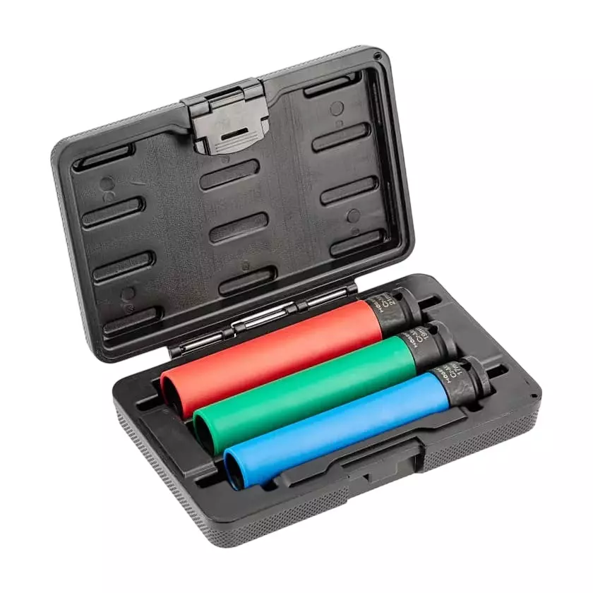 Hogert Technik 1/2 inch (12.7 mm) Impact Long Socket Set For Alloy Rims, HT4R106 (Pack of 3)