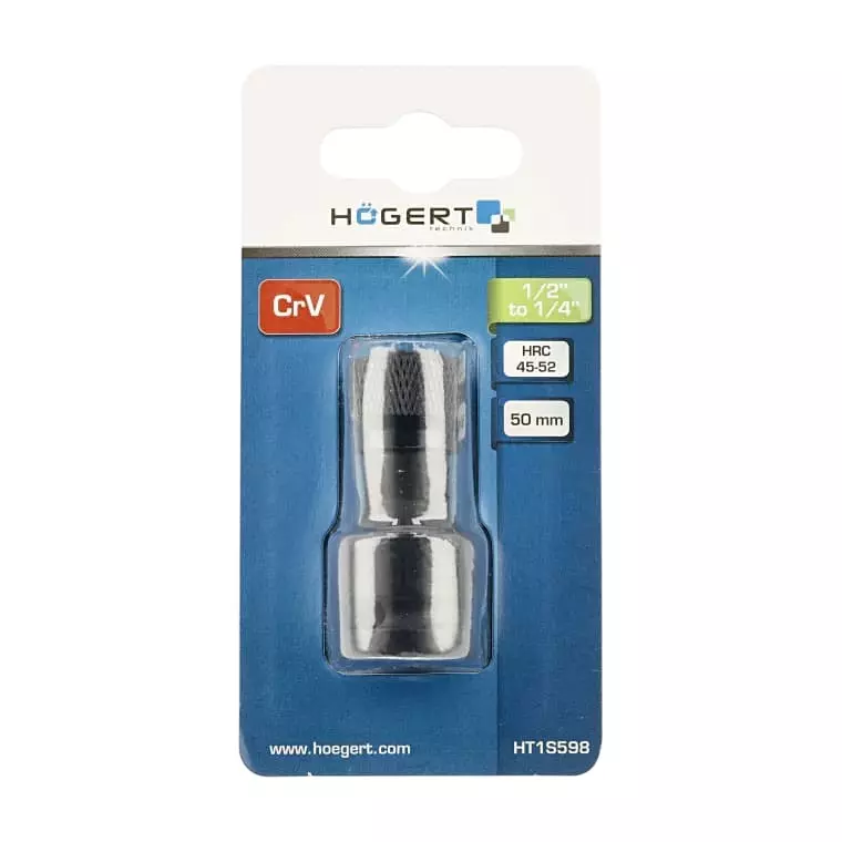 Hogert Technik 1/2 inch /1/2 inch (12.7 mm) (M) x 1/4 inch (6.35 mm) (F) Impact Adapter, HT1S598