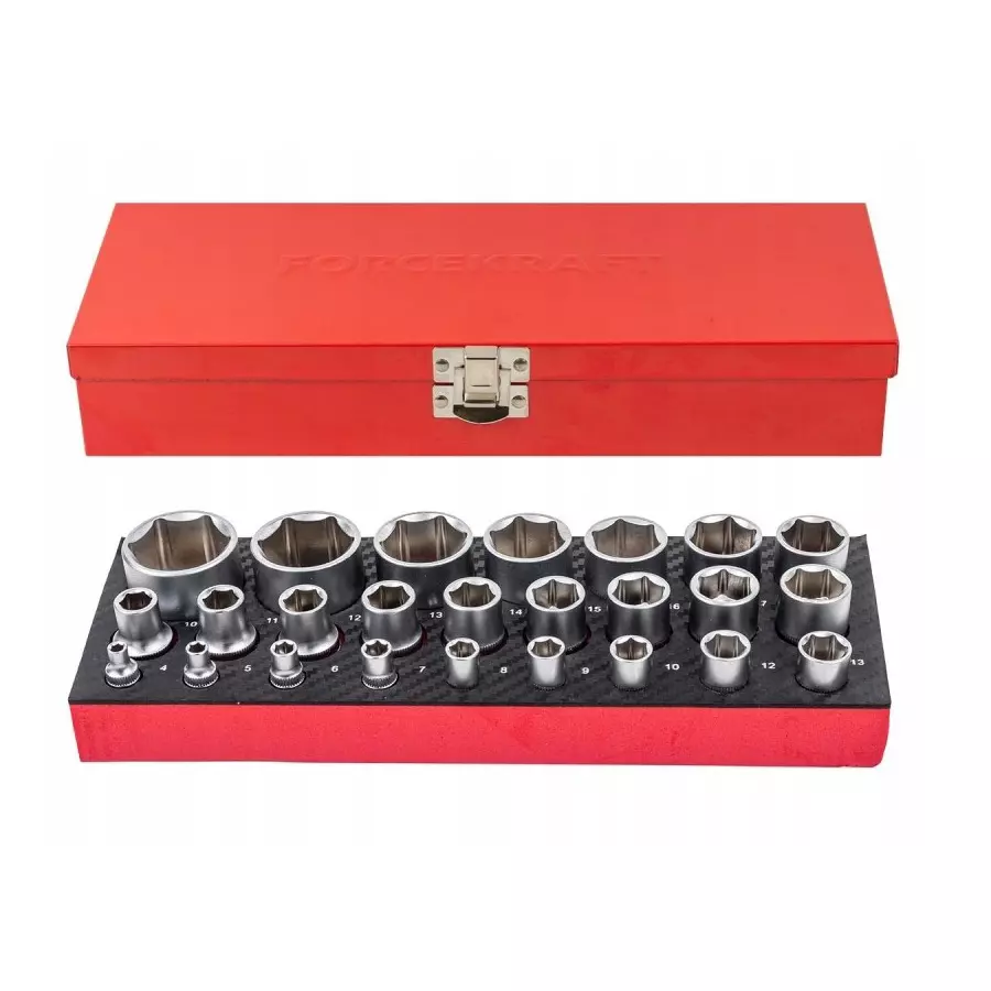 FORCEKRAFT 25 Pcs Impact Sockets Kit Chrome Vanadium Steel 1/2 Inch (12.7 mm) Size, FK-50121G