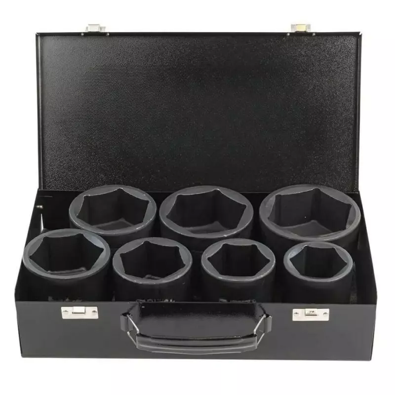 JCB 7 Pcs Impact Sockets Kit Chrome Molybdenum Steel 1 Inch (25.4 mm) Size Black, JCB-8071-5MPB