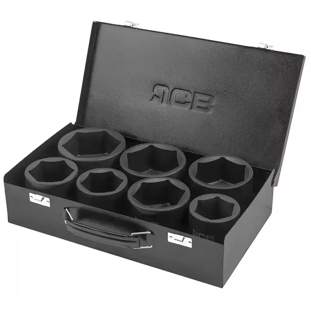 JCB 7 Pcs Impact Sockets Kit Chrome Molybdenum Steel 1 Inch (25.4 mm) Size Black, JCB-8071-5MPB