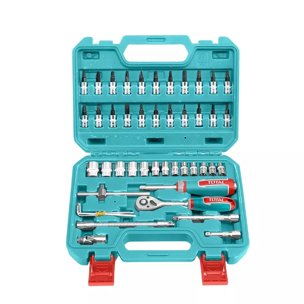 Total 46 Pcs Socket & Bit Set 6.35 mm (1/4 Inch) Drive Size, THT141462