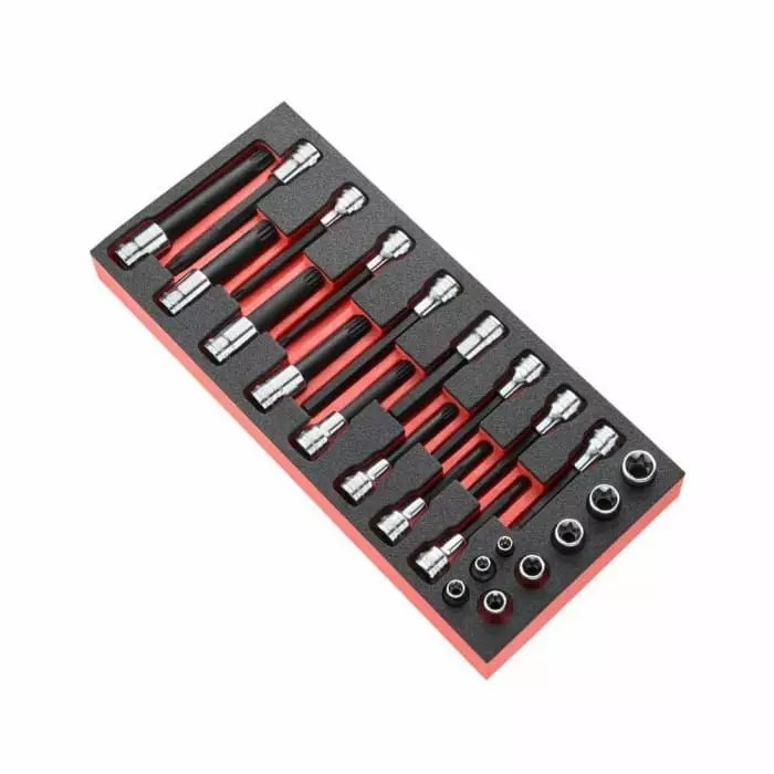 Facom 24-Piece Metric 1/2 inch Standard Socket/Bit Set, 6 point Torx XZN, MODM.CHAPF