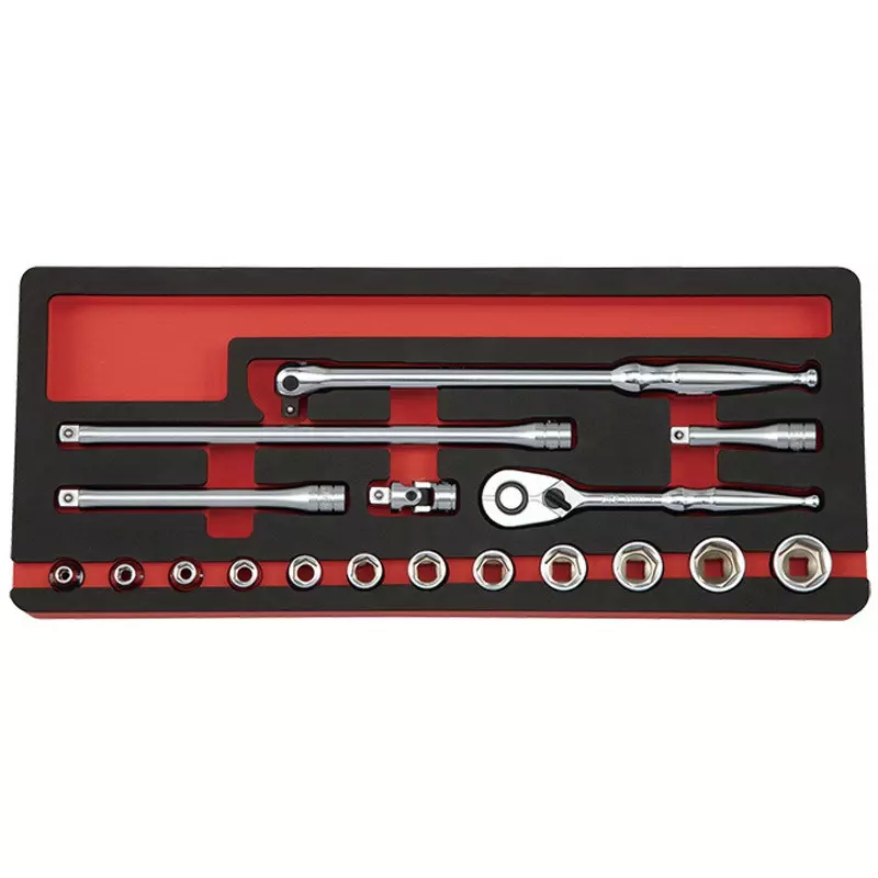 Ktc Hexagonal Socket Set 5.5 mm-22 mm with Ratchet EKB-2 Case, TB318A (Pack of 18)