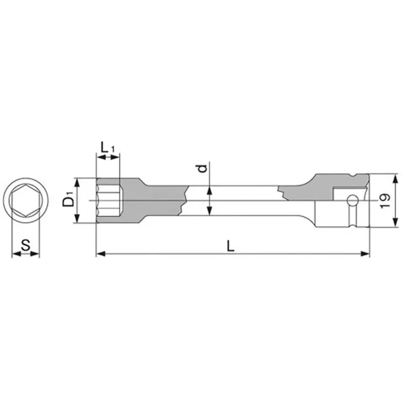 TONE 3AEX Series Extension Socket 10 mm Size 150 mm, 3AEX-10L150