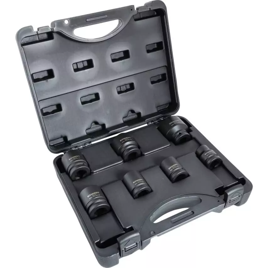 Kennedy Hex Impact Socket Set 19 mm (3/4 inch) Drive Size Black Oxide Finish Chrome Molybdenum Steel (Pack of 7)