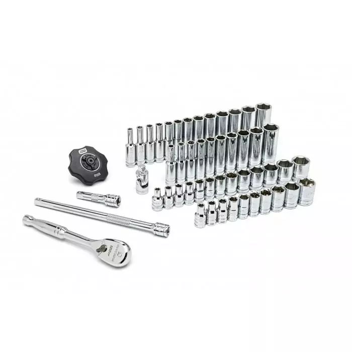 GEARWRENCH 51-Piece Imperial Metric 1/4 in Deep Socket/Standard Socket Set with Ratchet 6 point, 80300P