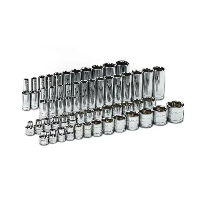 GEARWRENCH 56-Piece Imperial Metric 3/8 in Deep Socket/Standard Socket Set with Ratchet 6 point, 80550P