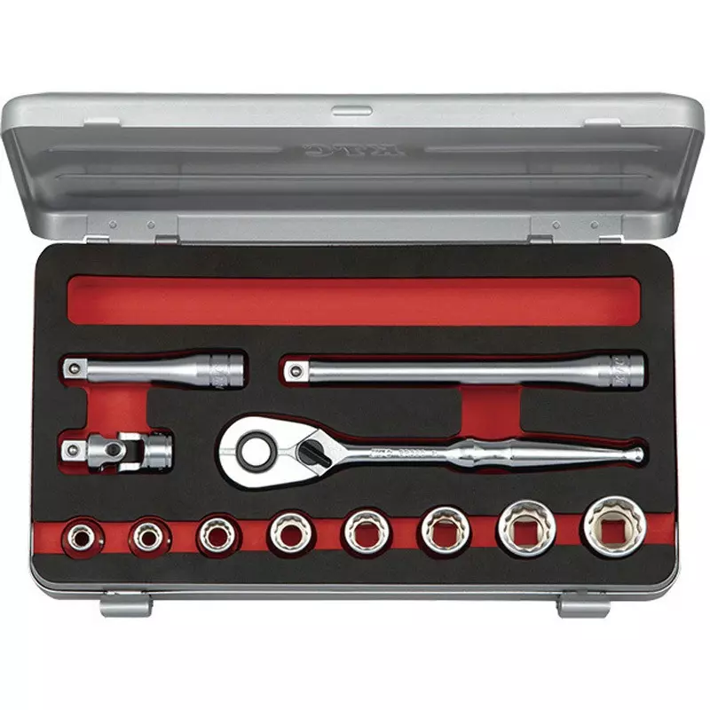 Ktc 12-Sided Socket Set in EKB-1 Case Square Drive 9.5 mm, TB312WA (Pack of 9)
