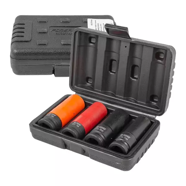 FORSAGE Impact Socket 17-19 mm Socket Size 6 Point Hex Chromium Vanadium Steel Multicolor, F-4032TH44 (Set of 4)