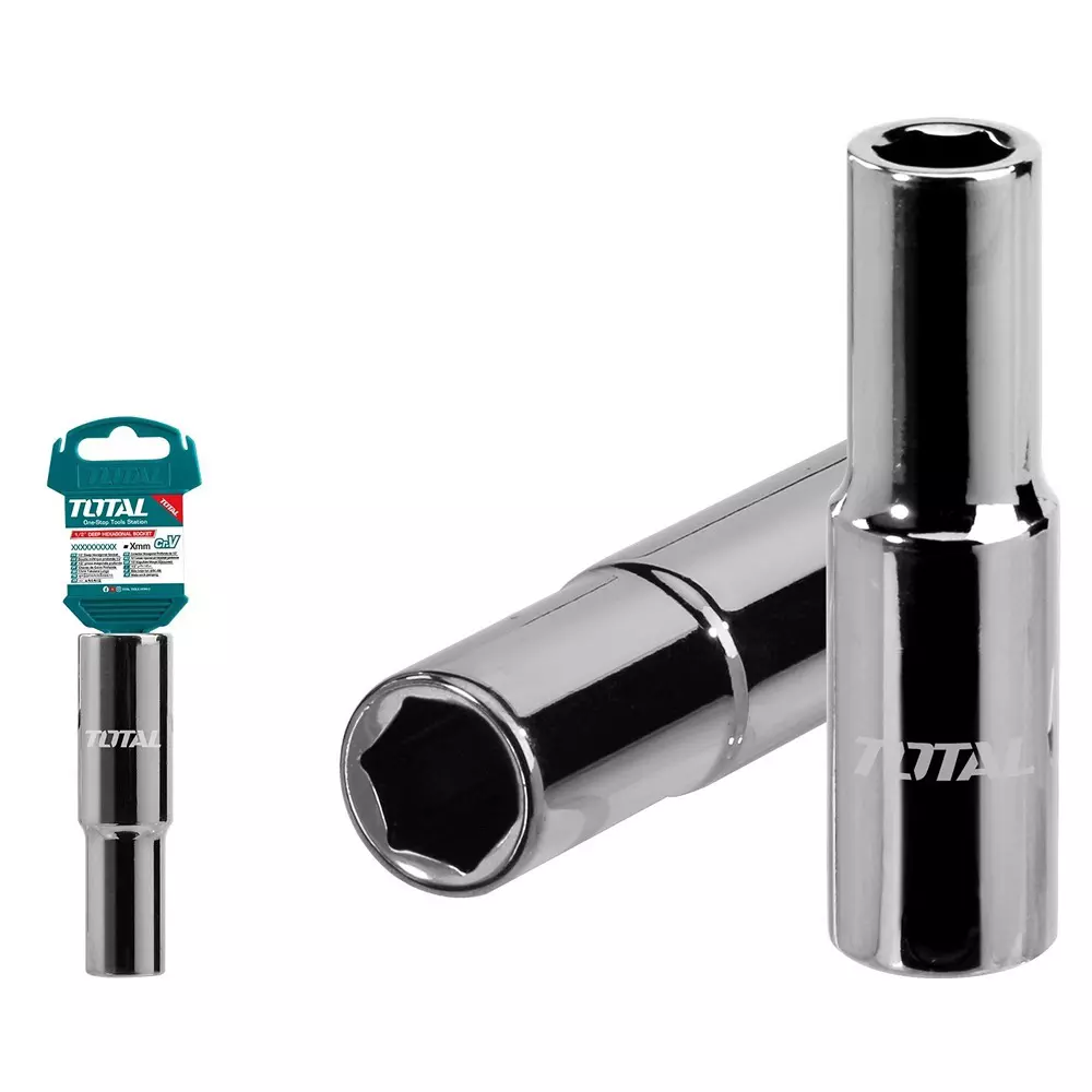 Total 6 Point Deep Hexagonal Socket 12.7 mm Drive 50BV30,Heat 19 mm, THTST12193L