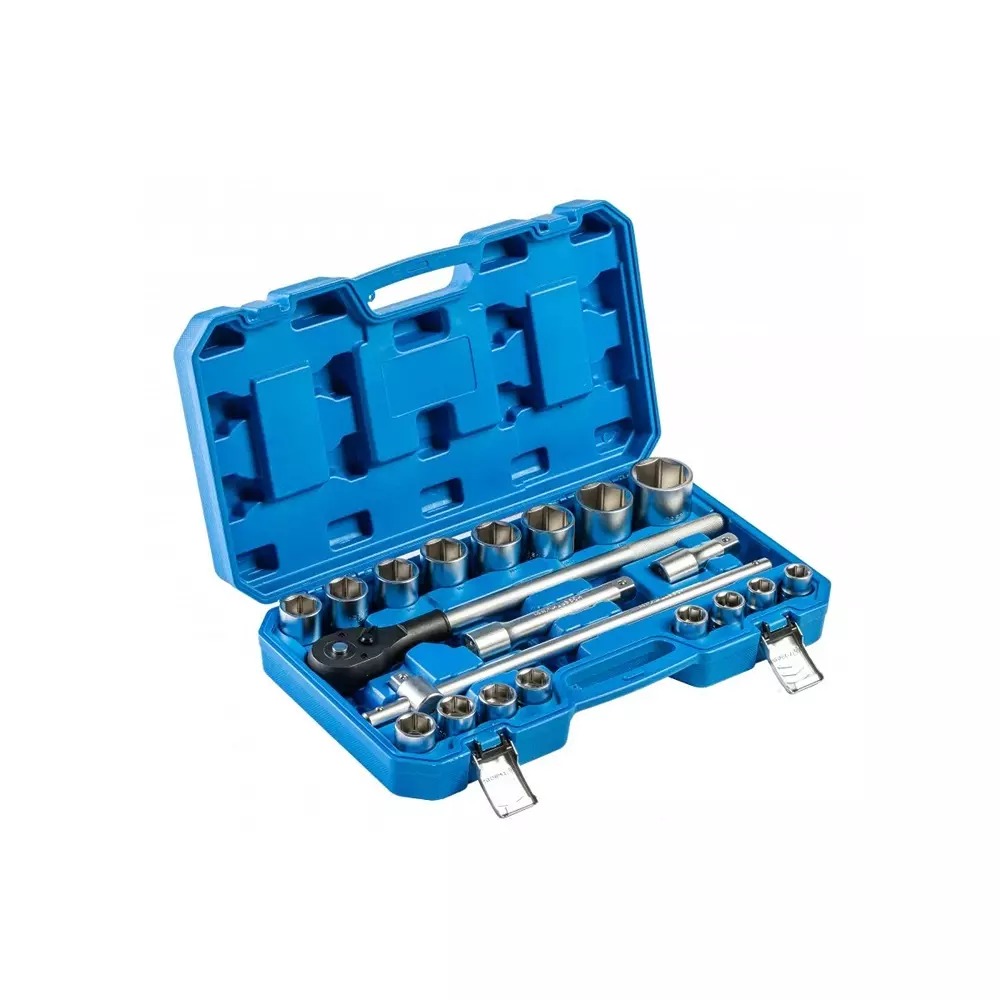 Hogert Technik 21 Pcs Socket Set 3/4 inch (19 mm) Drive Size, 24 Teeth and Cr-V Alloy Steel Body, HT1R510