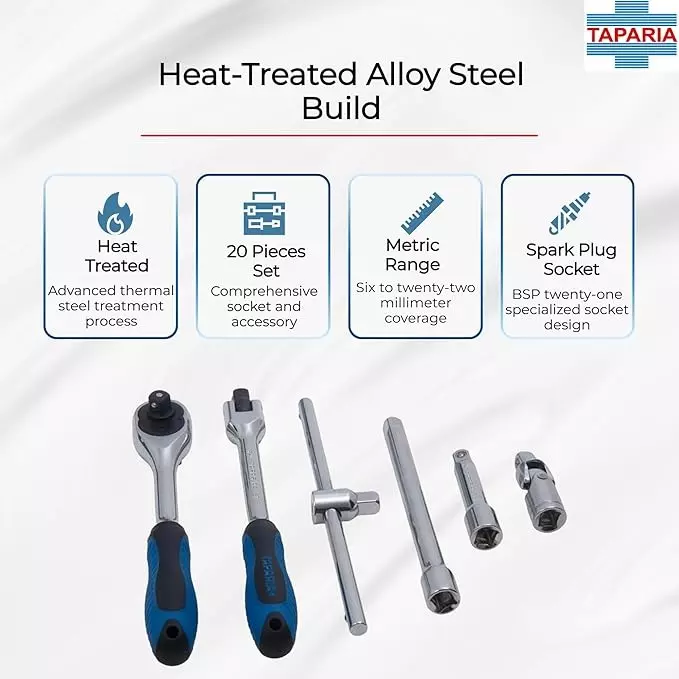 taparia-20-pcs-socket-set-made-of-alloy-steel-and-38-inch-95-mm-square-drive-in-polished-finish-sb-20