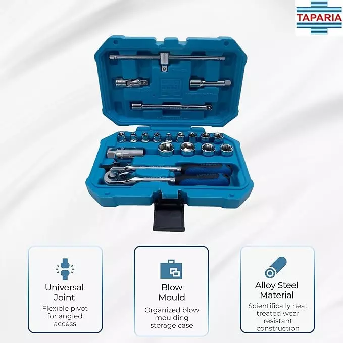 taparia-20-pcs-socket-set-made-of-alloy-steel-and-38-inch-95-mm-square-drive-in-polished-finish-sb-20