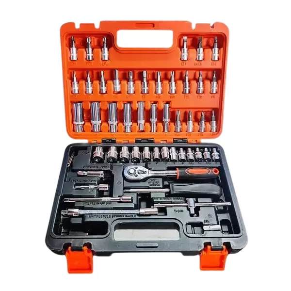 GENERIC 53 Pcs Socket Box Set Chrome Vanadium Steel 1/4 inch (6.35 mm) Ratchet Wrench
