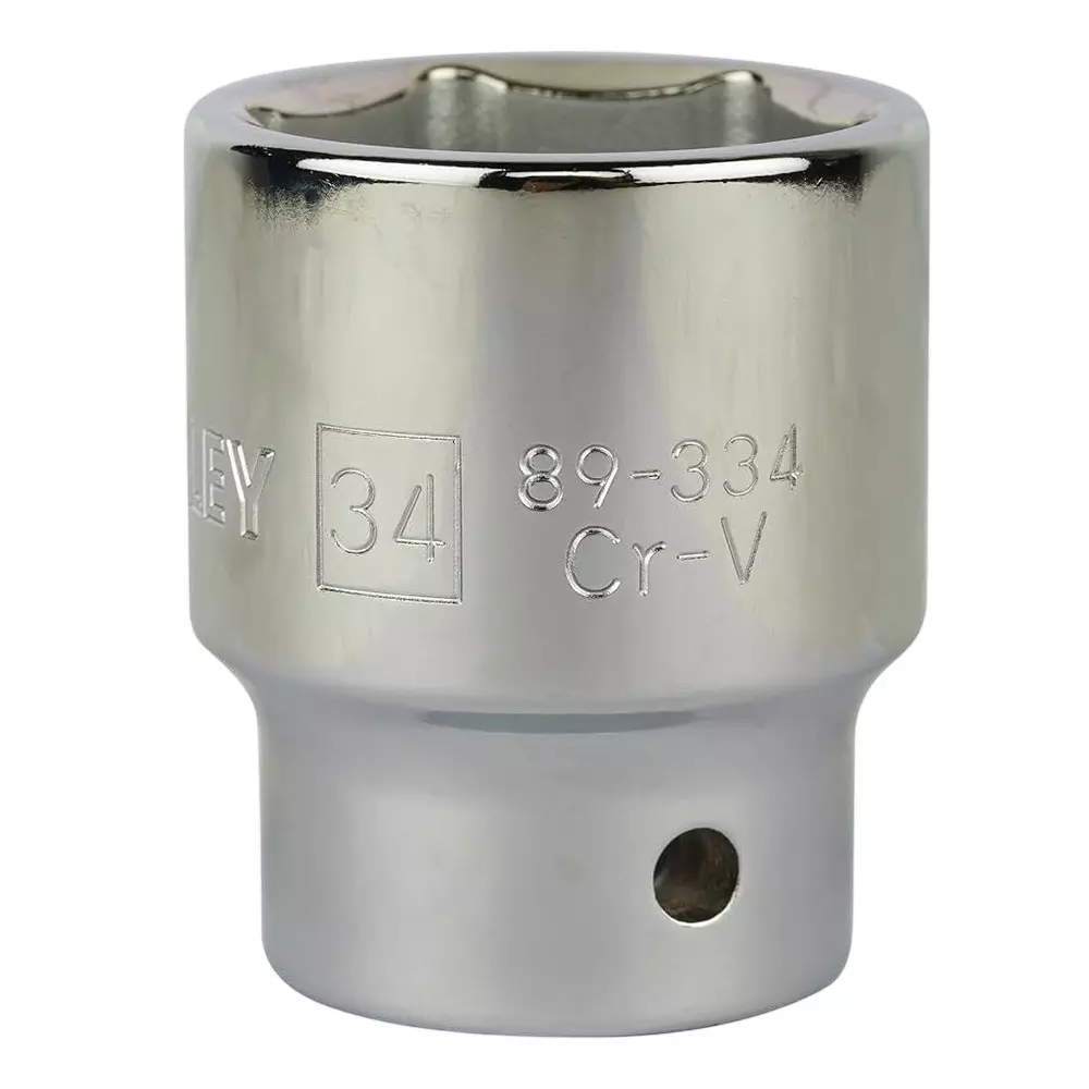 Venus Heavy Duty Hex Socket Silver Chrome Vanadium Steel 3/4 Inch (19 mm) Drive Size Polished 34 mm Hex Size for Tractor, Trolly & Trucks